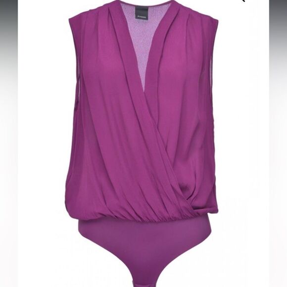 Pinko viscose bodysuit purple blouse , size 2 - Picture 6 of 14